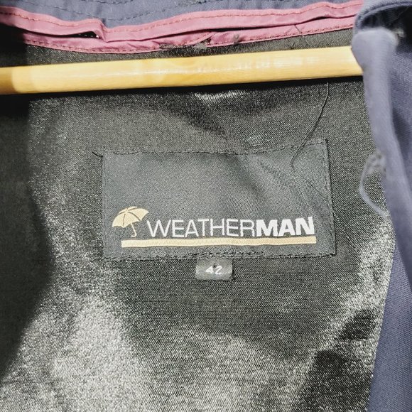 Weatherman Vintage Navy Blue Cotton Blend Full Length Trench Coat Jacket Lined - Picture 11 of 14